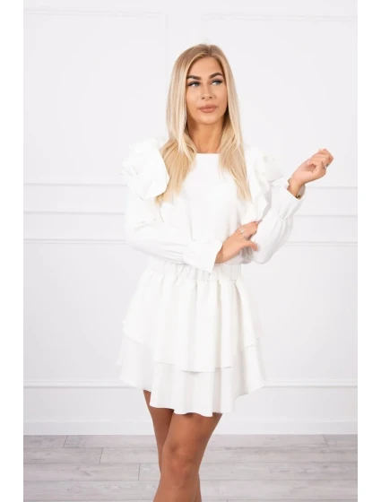 Šaty se svislými volány ecru Šaty se svislými volány ecru