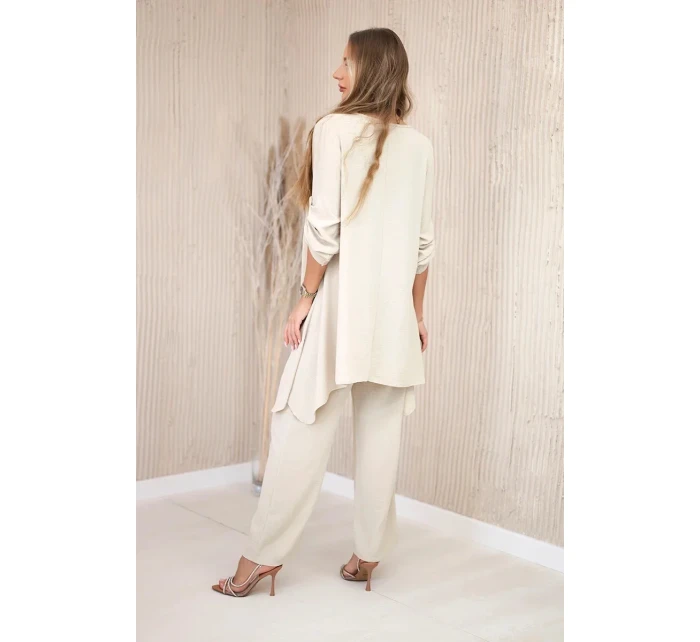 Sada halenky + kalhot s přívěskem tmavě béžová Sada halenky + kalhot s přívěskem tmavě béžová