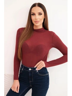 Dámská svetr z kašmíru s rolákem a dlouhým rukávem bordó