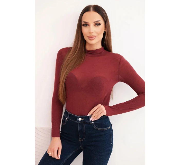 Dámská svetr z kašmíru s rolákem a dlouhým rukávem bordó Dámská svetr z kašmíru s rolákem a dlouhým rukávem bordó