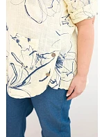 Dámská bavlněná halenka Plus Size s krátkým rukávem a kapsou žlutá Dámská bavlněná halenka Plus Size s krátkým rukávem a kapsou žlutá