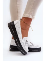 Bílé dámské kožené mokasíny na platformě model 21656082 - EVENTO Bílé dámské kožené mokasíny na platformě model 21656082 - EVENTO