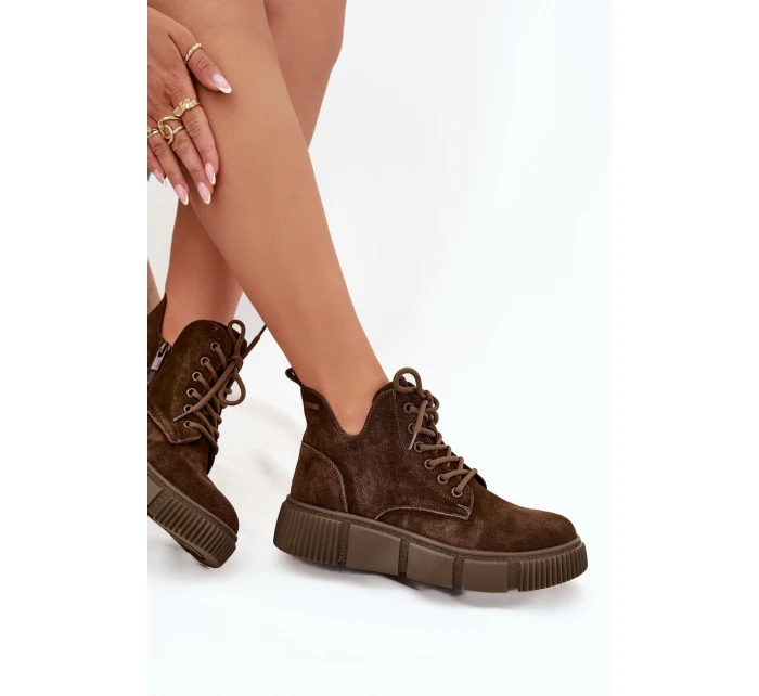 Semišové Nízké Dámské Na Platformě Big Star Hnědé model 21708662 - Big Star Shoes