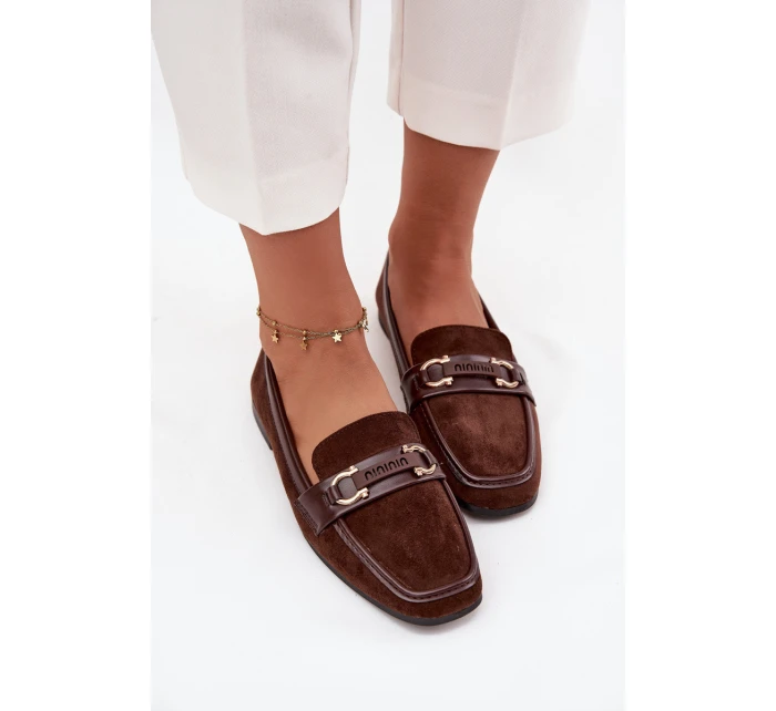 Mokasyny Loafersy Dámské S Ozdobným Prvkem Čokoládové Evelora Mokasyny Loafersy Dámské S Ozdobným Prvkem Čokoládové Evelora