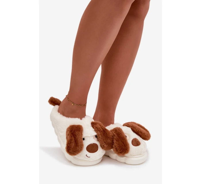 Kožešinové dámské pantofle pejskové hnědé Faylen