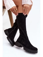 Dámské kozačky z eko semiše černé model 21821828 - Boto Dámské kozačky z eko semiše černé model 21821828 - Boto