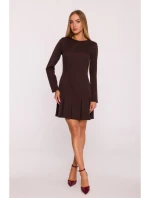 M872 Šaty s obrácenými záhyby - hnědé