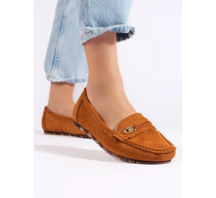 Módní hnědé mokasíny dámské bez podpatku Módní hnědé mokasíny dámské bez podpatku