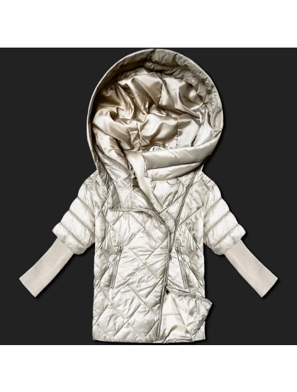 Světle béžová lehká dámská bunda s rukávy model 21061488 - MINORITY Světle béžová lehká dámská bunda s rukávy model 21061488 - MINORITY