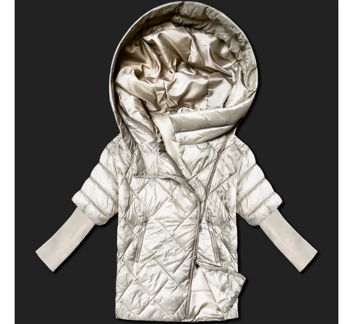 Světle béžová lehká dámská bunda s rukávy model 21061488 - MINORITY Světle béžová lehká dámská bunda s rukávy model 21061488 - MINORITY