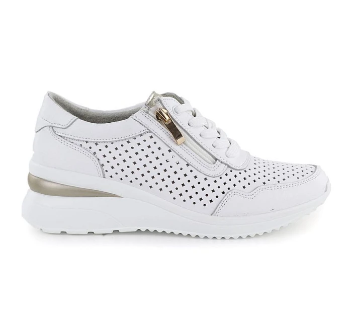 Bílé kožené tenisky model 22068778 s otevřenou platformou - VINCEZA Bílé kožené tenisky model 22068778 s otevřenou platformou - VINCEZA