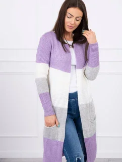 Pruhovaný svetr fialová+ecru