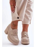 Kůže Dámské Polobotky Na Sloupku Bežové model 21630078 - Boto Kůže Dámské Polobotky Na Sloupku Bežové model 21630078 - Boto