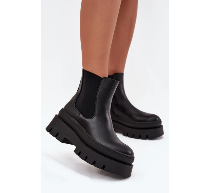 Zateplené dámské boty na platformě černé model 21706677 - Boto