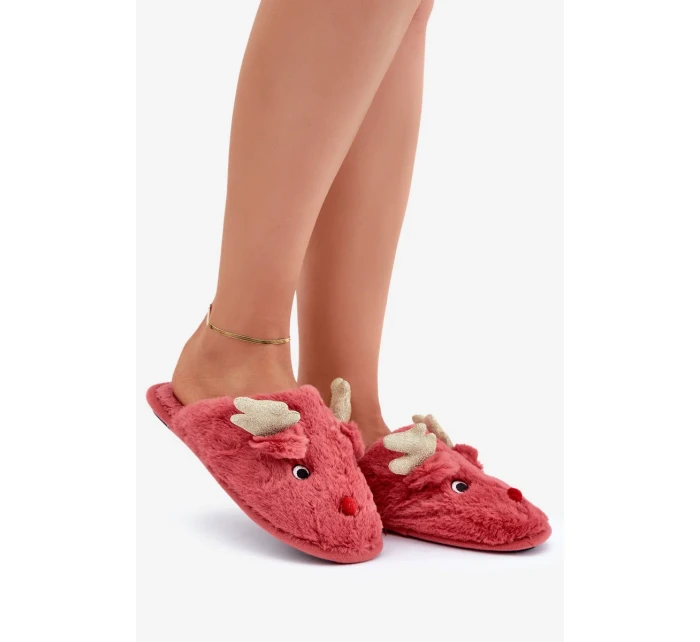 Vánoční pantofle s motivem soba Futrzane korálové Asielle