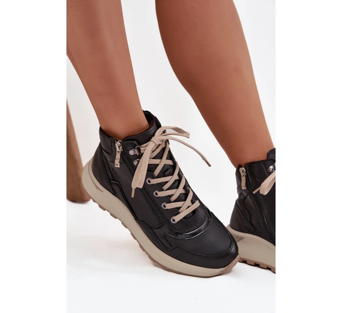 Dámské sportovní botky na platformě Zazoo – černé Dámské sportovní botky na platformě Zazoo – černé