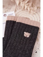Dámské bavlněné ponožky s malým medvídkem – tmavě šedé