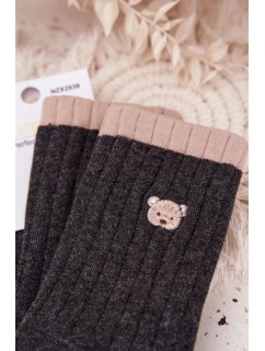 Dámské bavlněné ponožky s malým medvídkem – tmavě šedé