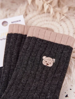Dámské bavlněné ponožky s malým medvídkem – tmavě šedé