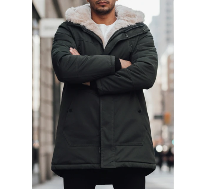 Pánská zimní bunda parka s kapucí zelená FashionStreet TX4966z