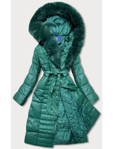 Zelená dámská bunda s kožešinovým límcem (AG6-28)