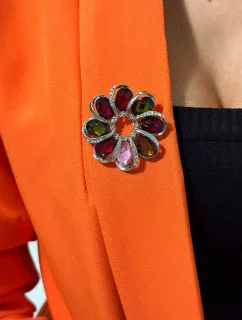 Brož model 18753843 stříbrná + vícebarevná - K-Fashion