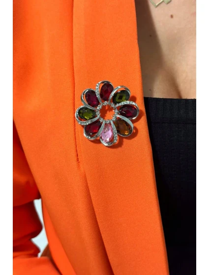 Brož XZ459-222 stříbrná + vícebarevná