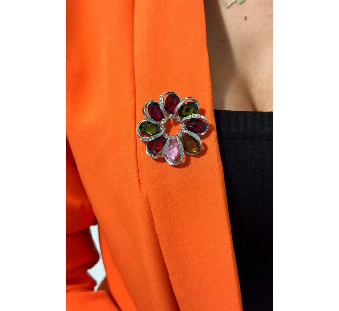 Brož XZ459-222 stříbrná + vícebarevná