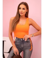 Dámská žebrovaná halenka se stahovací šňůrkou na bocích pomeranč Dámská žebrovaná halenka se stahovací šňůrkou na bocích pomeranč