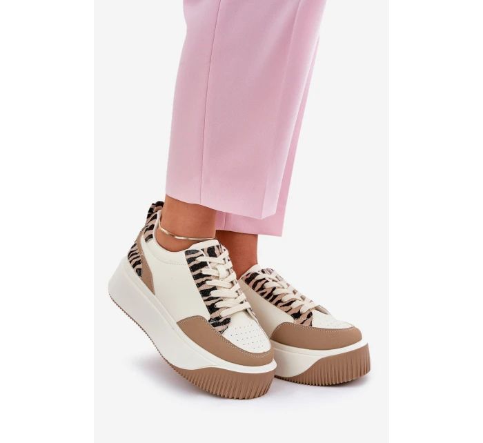 Dámské tenisky na masivní platformě Zebra Bežové Tamorniel Dámské tenisky na masivní platformě Zebra Bežové Tamorniel