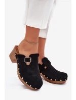 Dámské Pantofle Na Podpatku S Přezkou Černé model 21700144 - Boto