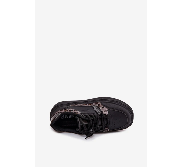 Dámské tenisky na platformě Big Star model 21706532 leopardí černé - Big Star Shoes