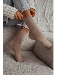 Dámské ponožky Frotte pruhované Béžové