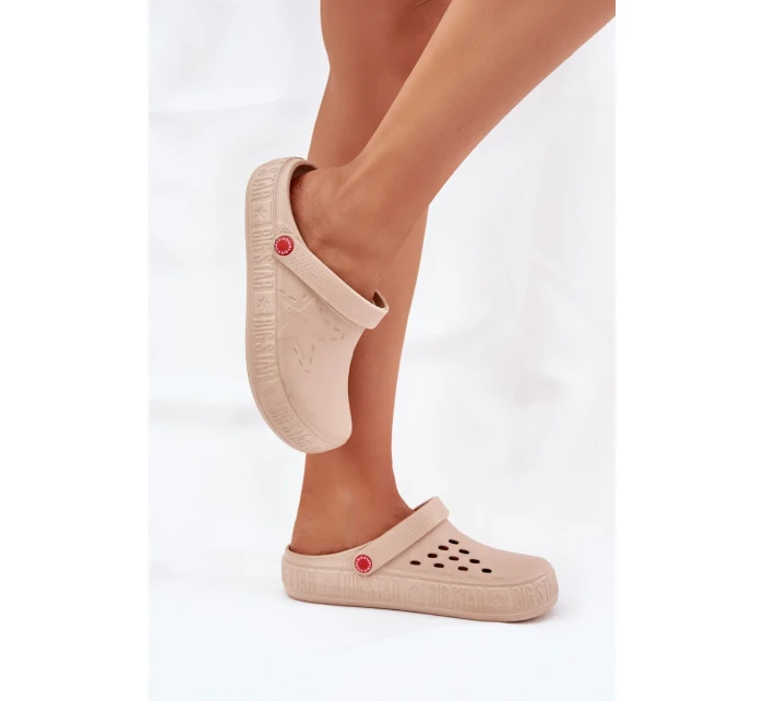 Damskie Lekkie Klapki Big Star II275012 Beżowe Damskie Lekkie Klapki Big Star II275012 Beżowe