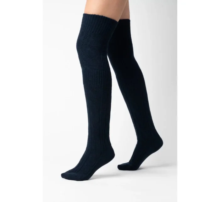 Vlněné dámské nadkolenky 089 tm. modrá - Steven