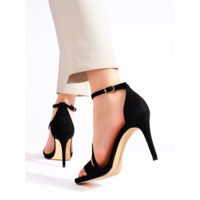 Designové  sandály dámské černé na jehlovém podpatku