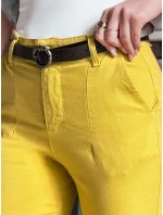 Dámské kalhoty slim fit s páskem TAIRONIK hořčicové FashionStreet UY2539