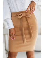 Dámská semišová sukně v karamelové barvě se zavazováním model 20684698 - numoco basic