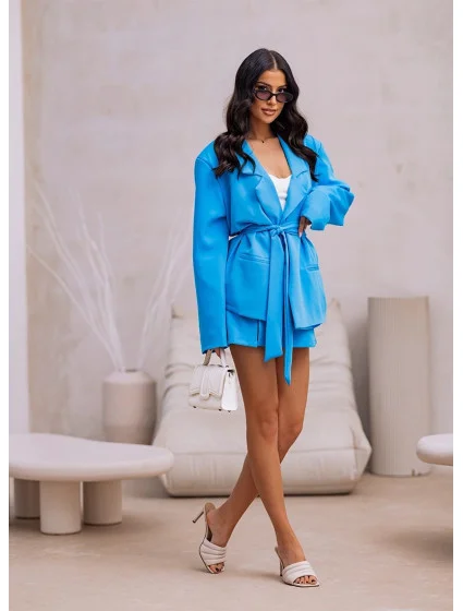 Světle modrý dámský komplet oversize sako a sukně model 20943197 - Moon