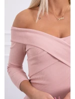 Přiléhavé šaty s výstřihem do V tmavě pudrově růžové Přiléhavé šaty s výstřihem do V tmavě pudrově růžové