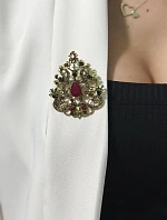 Brož XZ459-191 zlatá + červená