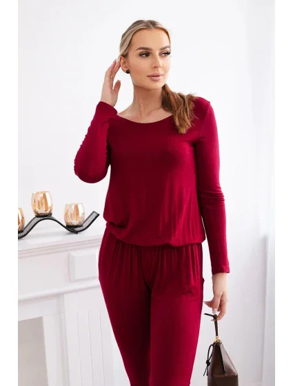 Viskózový overal do pasu Burgundsko Viskózový overal do pasu Burgundsko