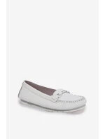 Plné Kožené Mokasíny S Dekorací model 21686028 Bílé - S.Barski Plné Kožené Mokasíny S Dekorací model 21686028 Bílé - S.Barski