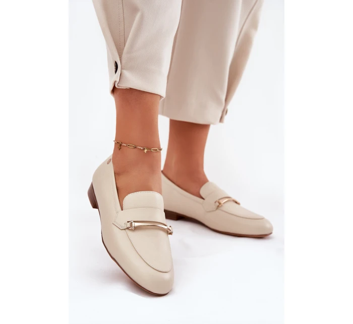 Kožené Polobotky Mokasíny Dámské Maciejka K6809-04 Béžové