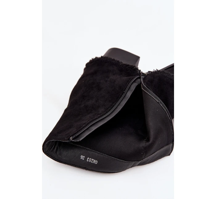 Dámská kotníková obuv na sloupku s vyvýšenou manžetou Idalia – černé Dámská kotníková obuv na sloupku s vyvýšenou manžetou Idalia – černé