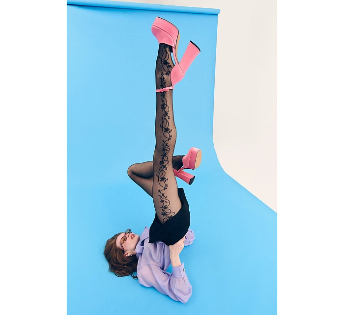 Tenké punčocháče - vzor FLORA