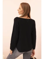 Svetr dámský s viskózou s výstřihem do V černý
