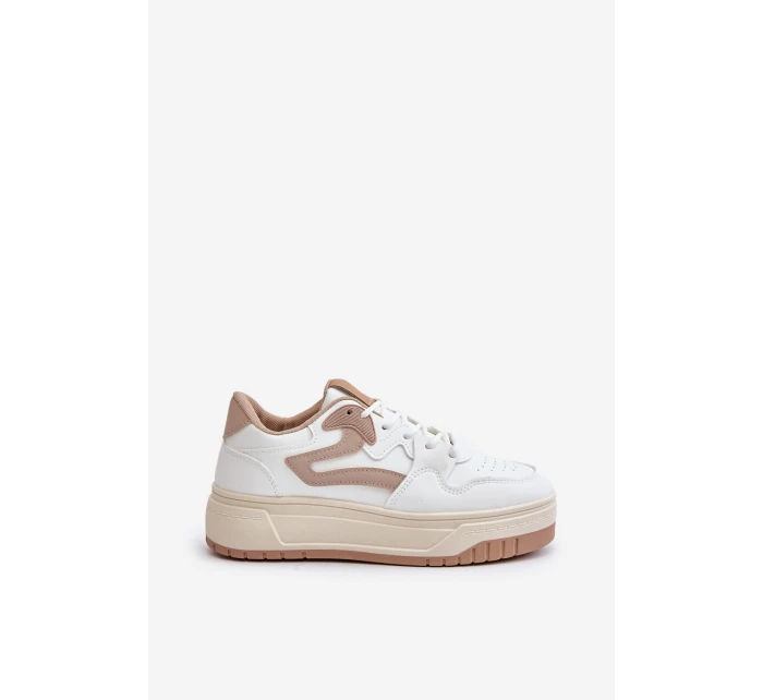 Dámské kožené sportovní boty na masivní platformě béžové model 21671302 - Boto Dámské kožené sportovní boty na masivní platformě béžové model 21671302 - Boto