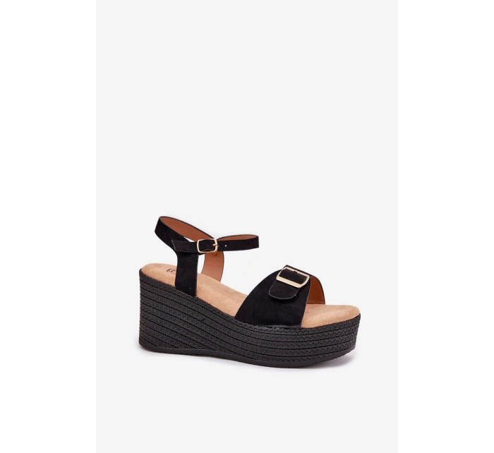 Dámské Sandály Na Klínu S Přezkou Černé model 21696177 - Boto Dámské Sandály Na Klínu S Přezkou Černé model 21696177 - Boto