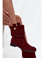 Kožené semišové dámské boty s řasením zateplené Zazoo 4210 bordó